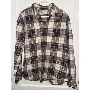 Orvis Mens Large Red Plaid Long Sleeve Button Down Shirt Regular Fit